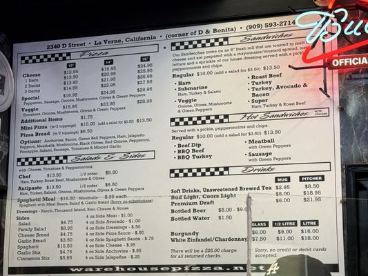 Menu photo 1 Warehouse Pizza La Verne, CA