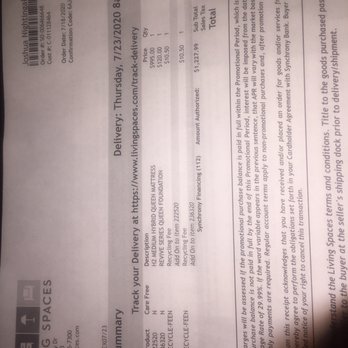 Living Spaces - Receipt for proof - Furniture Stores Near Me - Vista, California Living Spaces - Receipt for proof - Furniture Stores Near Me - Vista, California