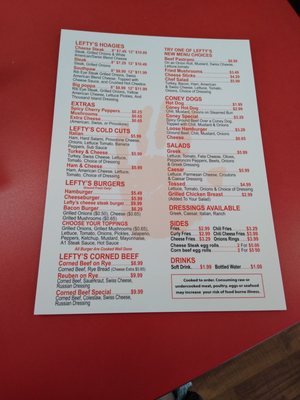 Menu photo 2 Lefty's Cheesesteaks Livonia, MI