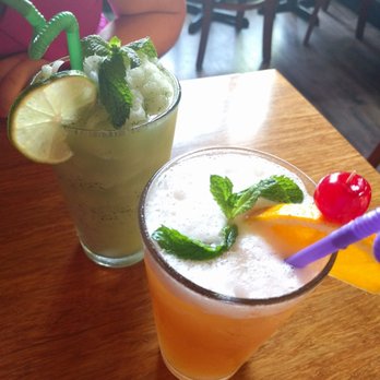 Banana Leaf - Malaysian Jungle Bird (orange) and virgin lychee mojito (green). - Malaysian Near Me - Vancouver, British Columbia Banana Leaf - Malaysian Jungle Bird (orange) and virgin lychee mojito (green). - Malaysian Near Me - Vancouver, British Columbia