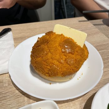 Cafe De Hong Kong - Pineapple bun with that thick butter! - Hong Kong Style Cafe Near Me - Markham, Ontario