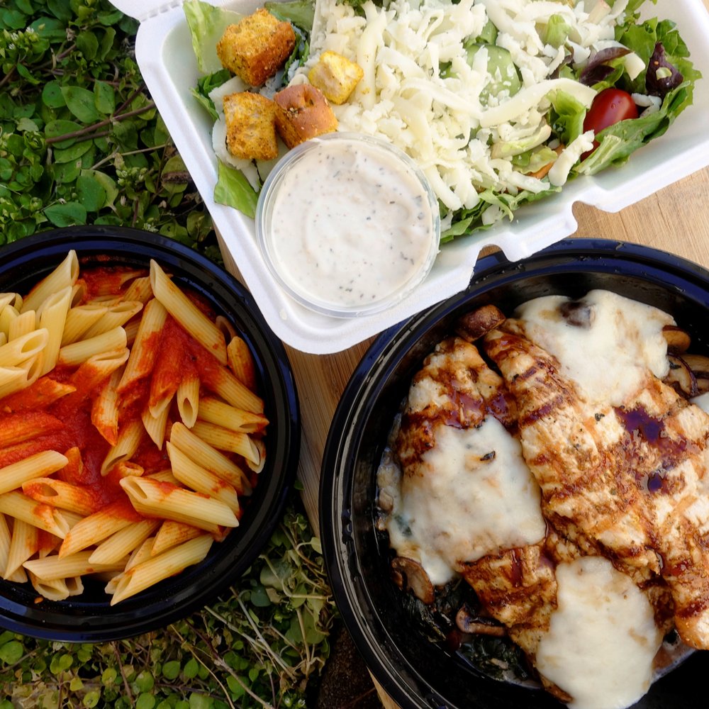 Balsamic Chicken with penne & side Caesar salad Balsamic Chicken with penne & side Caesar salad