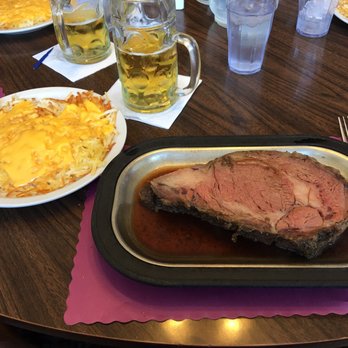 Feathers Nest - 16oz prime rib and hash browns. - New American Near Me - Ward, South Dakota