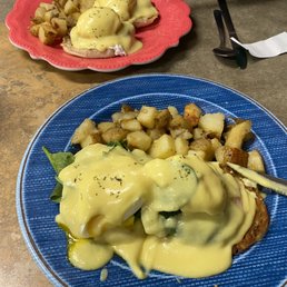 Florentine Benedict (front)  Sausage Benedict