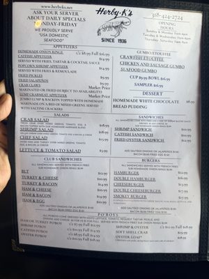 Menu photo 1 Herby-K's Shreveport, LA