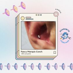 Fancy marquis conch with 14k gold jewelry