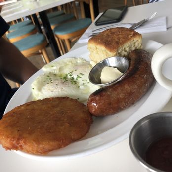 Gracie's Luncheonette - Two eggs over hard , hash brown, biscuit and sausage - American Near Me - Leeds, New York