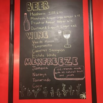 Wild One - Beer wine and Mexfreeze menu (jaimaica, naranja, tamarindo, and a coffee wine flavor called "coco") - Mexican Near Me - Pleasanton, California