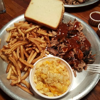 Ohio Hog Company - Pulled pork plate with fries and mac-n-cheese. Absolutely delicious! - Barbeque Near Me - Tyrone, Georgia Ohio Hog Company - Pulled pork plate with fries and mac-n-cheese. Absolutely delicious! - Barbeque Near Me - Tyrone, Georgia