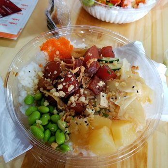 Poke Bros - Build your own: sushi rice, pineapple, edamame, tofu, masago (+. 50), cucumber, & marinated tuna - Poke Near Me - Wilmington, Delaware Poke Bros - Build your own: sushi rice, pineapple, edamame, tofu, masago (+. 50), cucumber, & marinated tuna - Poke Near Me - Wilmington, Delaware