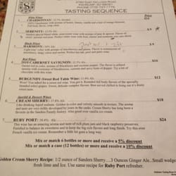 Sanders Family Winery - Tasting menu
