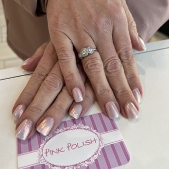 Pink Polish - Acrylic with gel and chromatic shine - Nail Salons Near Me - Ruston, Washington