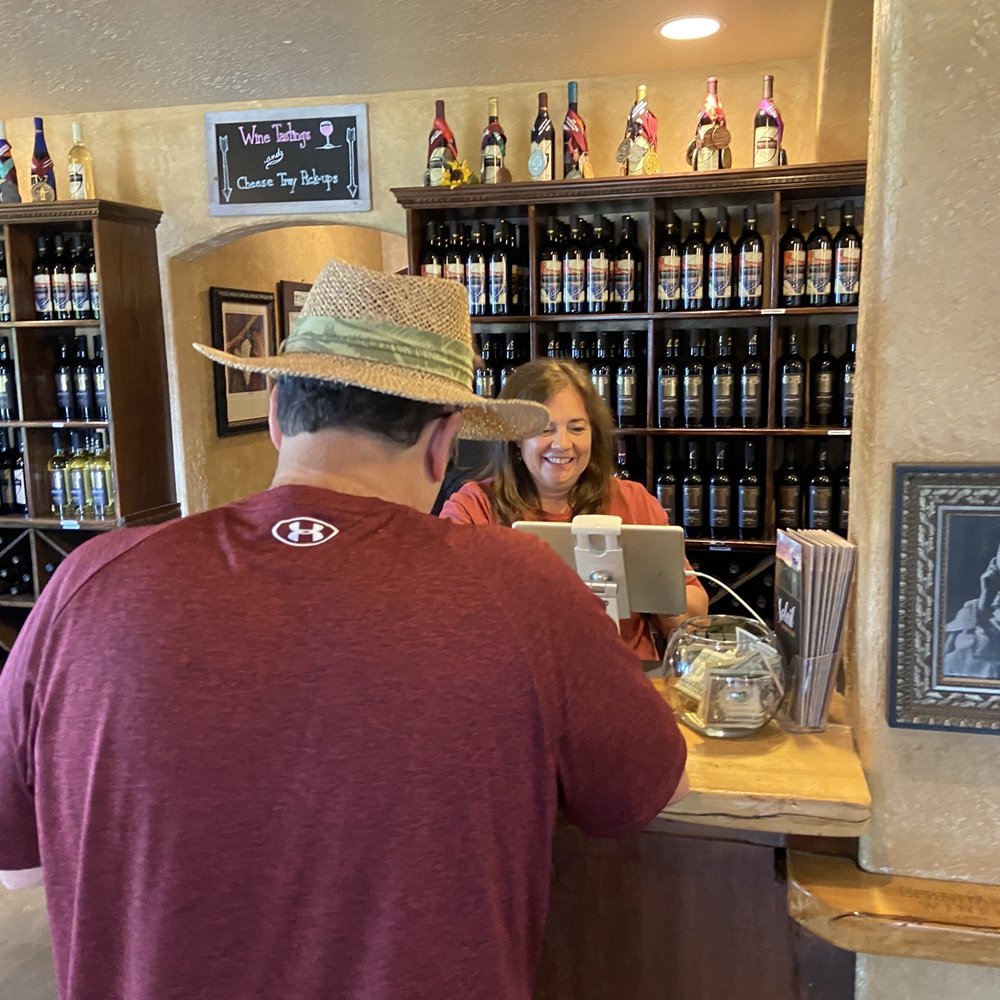 Bernhardt Winery - Wine sales counter. - Wineries Near Me - Plantersville, Texas