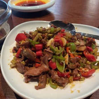 Chef Jiang - Hot and Sour Chicken Chicken Gizzards, perfectly sized lunch portion. Comes with a plate of white rice. - Chinese Near Me - Springfield, Massachusetts
