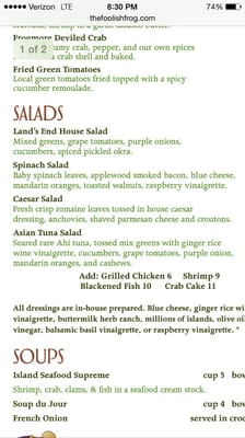 Menu photo 8 Foolish Frog Saint Helena Island, SC