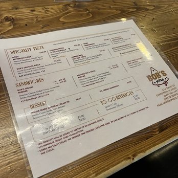 Bob's Pizza - Menu - Pizza Near Me - Evanston, Illinois Bob's Pizza - Menu - Pizza Near Me - Evanston, Illinois