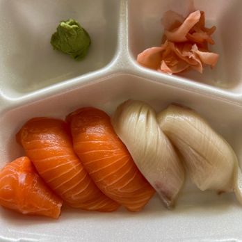 Miyo Yakitori & Sushi - Salmon and Yellowtail Toro nigiri sushi - thick cut - Japanese Near Me - Austin, Texas Miyo Yakitori & Sushi - Salmon and Yellowtail Toro nigiri sushi - thick cut - Japanese Near Me - Austin, Texas