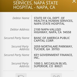 Napa State Hospital - Napa state hospital UCC filing 167526485731