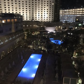 ARIA Express - View of the Aria swimming pools from the tram station - Trains Near Me - Las Vegas, Nevada