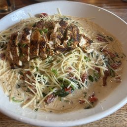 Grilled Chicken with Linguine and Sun Dried Tomatoes.