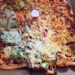 Not sure if the delivery driver likes to play speed racer or what! Cheese almost totally off the pizza! Not sure if the delivery driver likes to play speed racer or what! Cheese almost totally off the pizza!