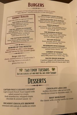 Menu photo 2 Hennessey's Tavern Manhattan Beach, CA