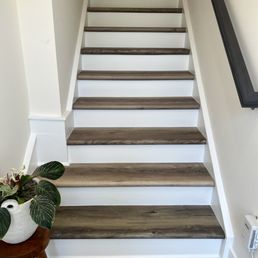Painted baseboards and risers.