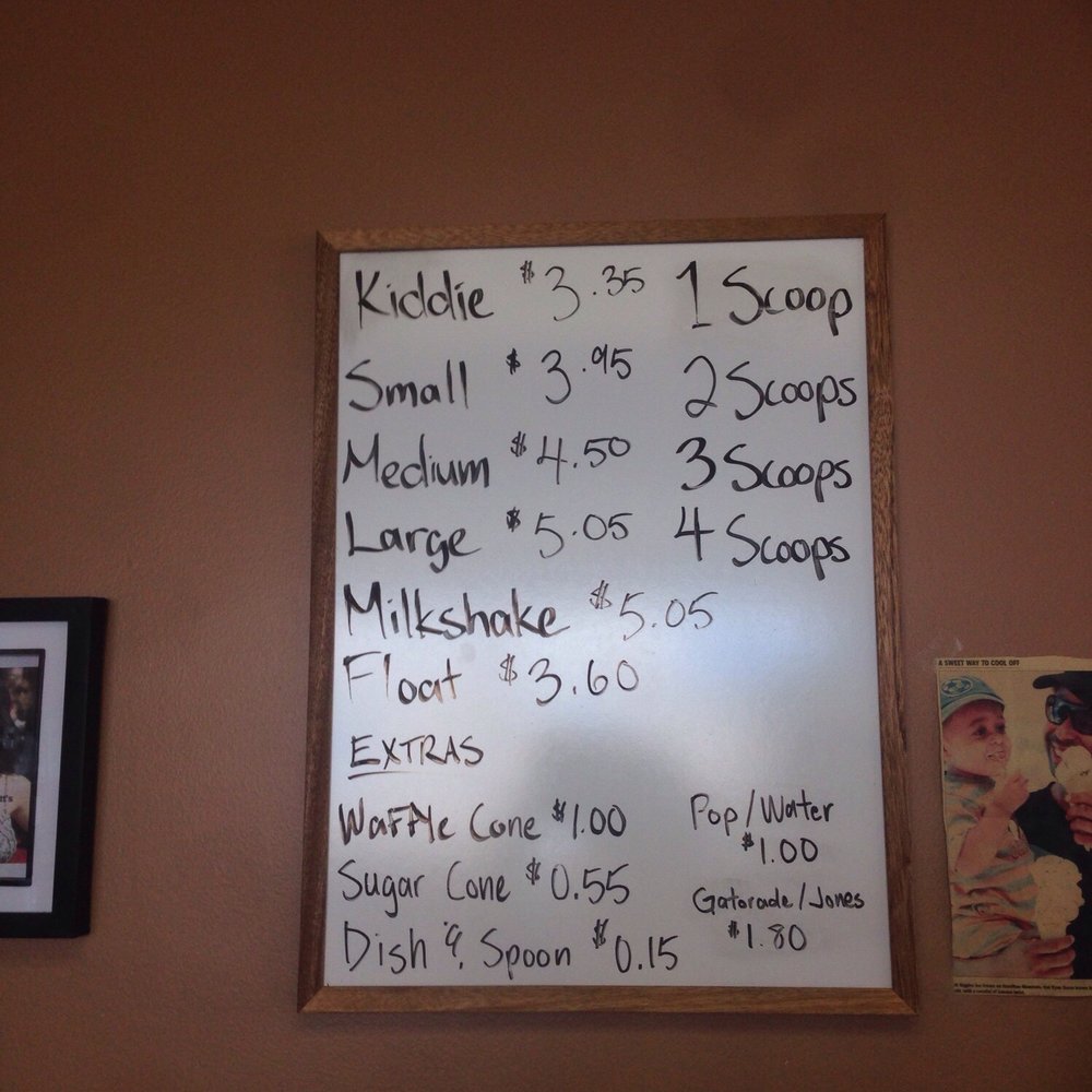 Biggies Ice Cream - a menu on the wall - Ice Cream & Frozen Yogurt Near Me - Hamilton, Ontario