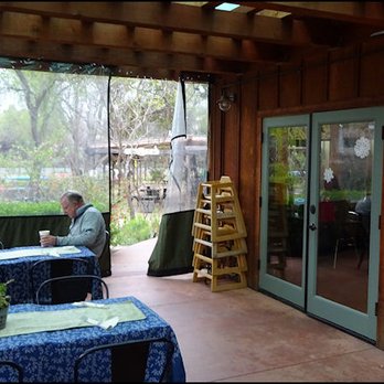 Flower Farm Cafe - During chilly times of the year, such on this mid-Saturday morning in late March, electric heaters provide a cheery warmth for patio dining. - Coffee & Tea Near Me - Loomis, California Flower Farm Cafe - During chilly times of the year, such on this mid-Saturday morning in late March, electric heaters provide a cheery warmth for patio dining. - Coffee & Tea Near Me - Loomis, California