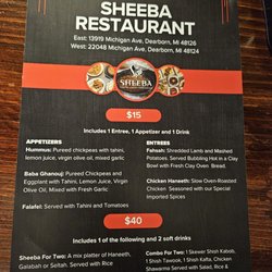 Sheeba Restaurant - Restaurant Week 2024 Menu