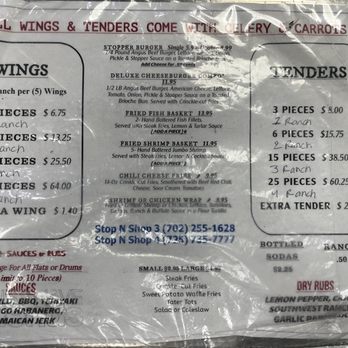 Stop N Shop III - Menu, as of aug 2024 - Burgers Near Me - Las Vegas, Nevada