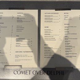 Menu at the counter