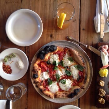 Gjelina - Pomodoro pizza with burrata and charcuterie platter - New American Near Me - Venice, California