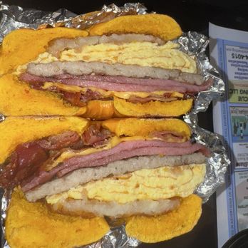 All Star Bagel - egg bagel with sausage, eggs, bacon, hashbrowns and cheese - Bagels Near Me - Hamilton Township, New Jersey All Star Bagel - egg bagel with sausage, eggs, bacon, hashbrowns and cheese - Bagels Near Me - Hamilton Township, New Jersey