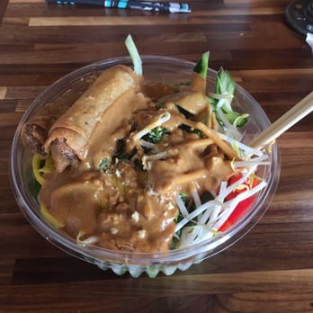 Roll Play - Fully loaded Noodles bowl with spicy peanut sauce. - Vietnamese Near Me - Vienna, Virginia Roll Play - Fully loaded Noodles bowl with spicy peanut sauce. - Vietnamese Near Me - Vienna, Virginia
