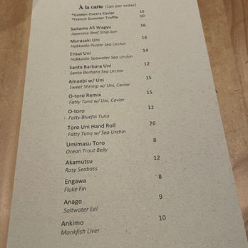 Hinata - Ala carte menu (12/2023) - Sushi Bars Near Me - San Francisco, California Hinata - Ala carte menu (12/2023) - Sushi Bars Near Me - San Francisco, California