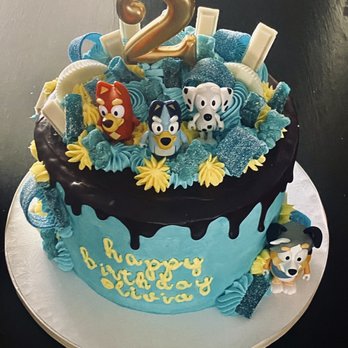 K Baking Co - Bluey custom cake. Chocolate with raspberry filling. - Desserts Near Me