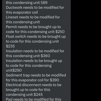 Same Day Air Conditioning & Heating - This A/C cost breakdown by Same Day Air Conditioning uses terms like 'modification' to help AHS deny coverage. - Heating & Air Conditioning/HVAC Near Me - Hayward, California Same Day Air Conditioning & Heating - This A/C cost breakdown by Same Day Air Conditioning uses terms like 'modification' to help AHS deny coverage. - Heating & Air Conditioning/HVAC Near Me - Hayward, California