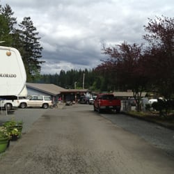 Rainbow RV Resort - RV spots looking toward the on-site store.