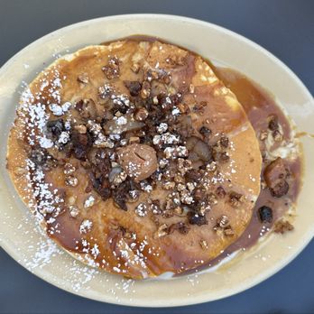 Snooze, an A.M. Eatery - Cinnamon Roll Pancakes with Bacon. - Breakfast & Brunch Near Me - Huntington Beach, California