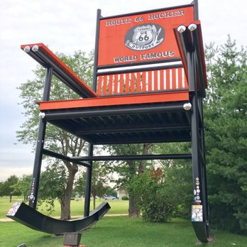Fanning US 66 Outpost - Largest Rocking Chair in on Route 66. It stands 42 feet tall & 20 feet wide. - Souvenir Shops Near Me - Cuba, Missouri Fanning US 66 Outpost - Largest Rocking Chair in on Route 66. It stands 42 feet tall & 20 feet wide. - Souvenir Shops Near Me - Cuba, Missouri