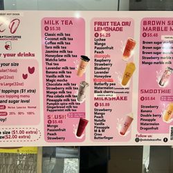 Xo Boba Tea Coffee - Drink menu