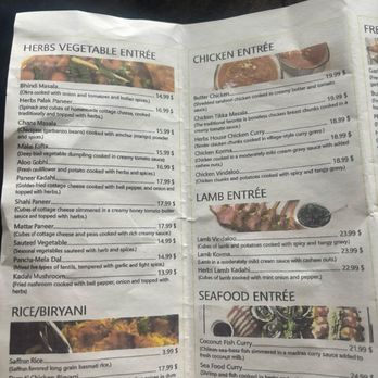 Herbs Indian Restaurant & Bar - Menu - entree & rice dishes - Indian Near Me - Arlington, Texas Herbs Indian Restaurant & Bar - Menu - entree & rice dishes - Indian Near Me - Arlington, Texas