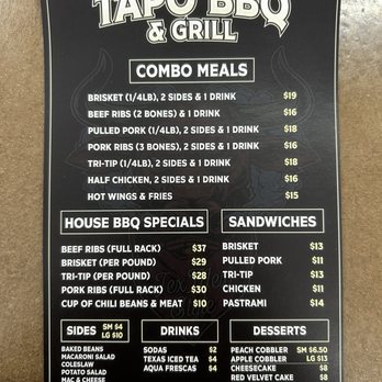 Tapo St BBQ - A closer shot of the menu - Barbeque Near Me - Simi Valley, California