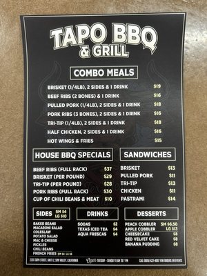 Menu photo 2 Tapo St BBQ Simi Valley, CA