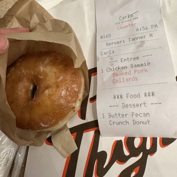 Pies 'n' Thighs - Paid for a Butter Pecan Crunch Donut, but received a regular glazed donut (still delicious and fluffy) - Southern Near Me - Brooklyn, New York Pies 'n' Thighs - Paid for a Butter Pecan Crunch Donut, but received a regular glazed donut (still delicious and fluffy) - Southern Near Me - Brooklyn, New York