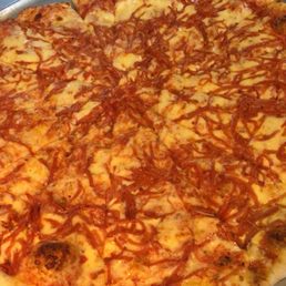 Shredded pepperoni pizza. Shredded pepperoni pizza.