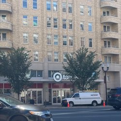 Target - Corner entrance behind trees.