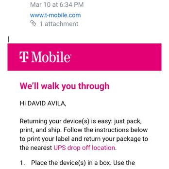 T-Mobile - Even when I returned the device they say I did not even though I have a receipt - Mobile Phones Near Me - Cocoa, Florida