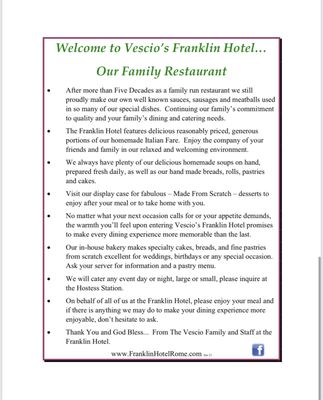 Menu photo 6 Vescio's Franklin Hotel Rome, NY Menu photo 6 Vescio's Franklin Hotel Rome, NY